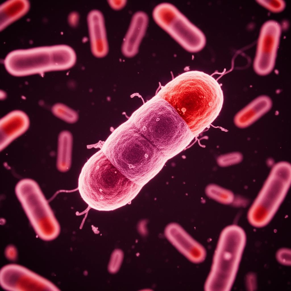 Microscope view of E. coli bacteria