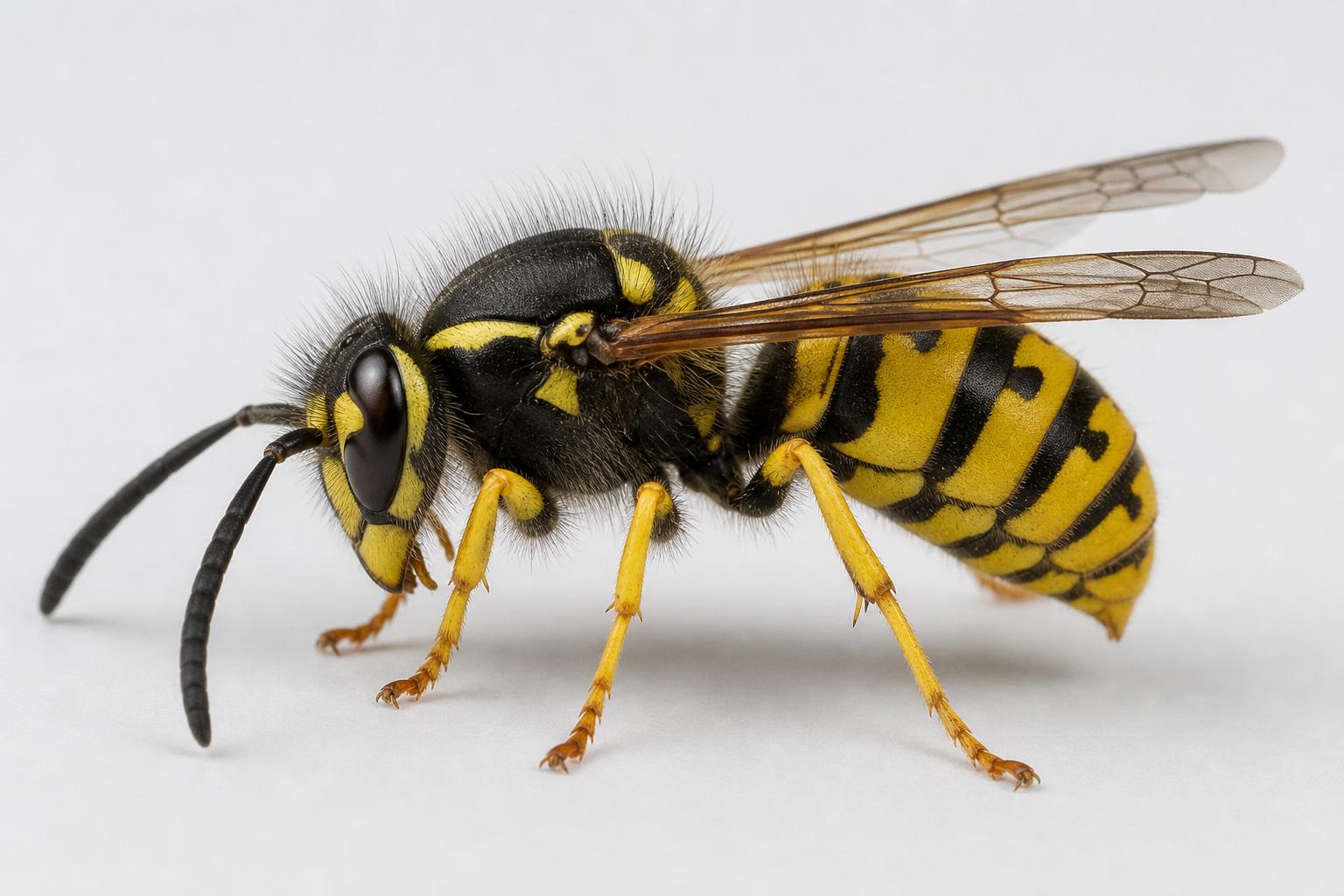 Macro photograph of a yellowjacket wasp